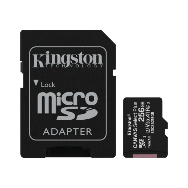 MicroSD KINGSTON 256GB c/Adap Clase 10 UHS-I (U1) 100MB/s Canvas Plus