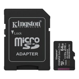 0000000000417602755761-1.jpg MicroSD KINGSTON 64GB c/Adap Gen3 100MB/s Canvas S Plus CL10
