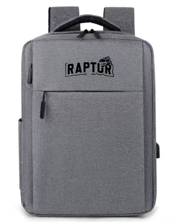 Mochila Raptor c/USB p/carga multiples bolsillos Gris