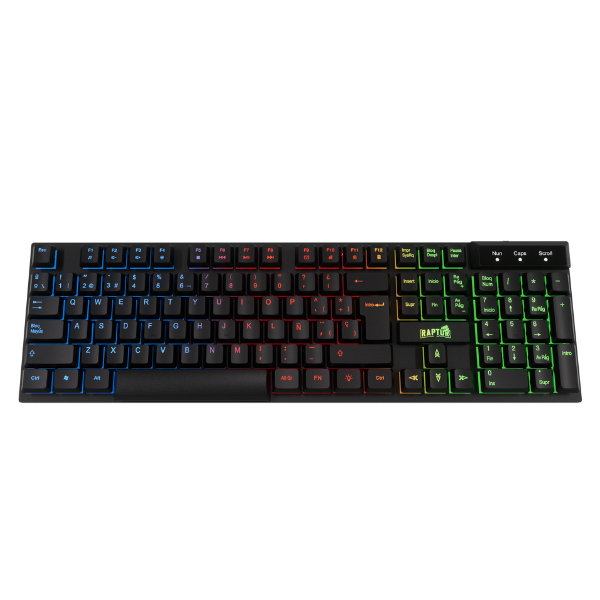Teclado Gamer Raptor Fireclaw M1 Membrana Rainbow 7 colores