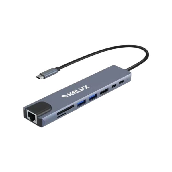 000000000041777476487image.jpg Hub Kelyx 8en1 Type C HDMI SD USB 2.0 x2 / USB 3.0 x2 RJ45